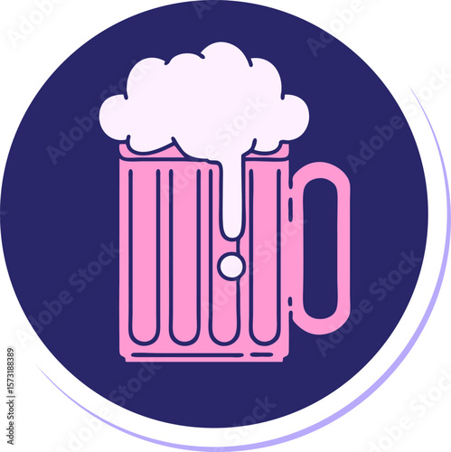 circle beer sign in bright neon color