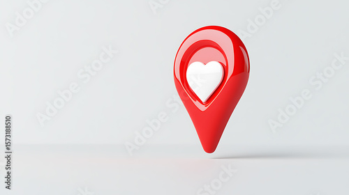 Free Download A red location pin with a white heart inside, symbolizing love and connection. Perfect for sharing favorite places or showing you care about a specific location. - GFXLoad