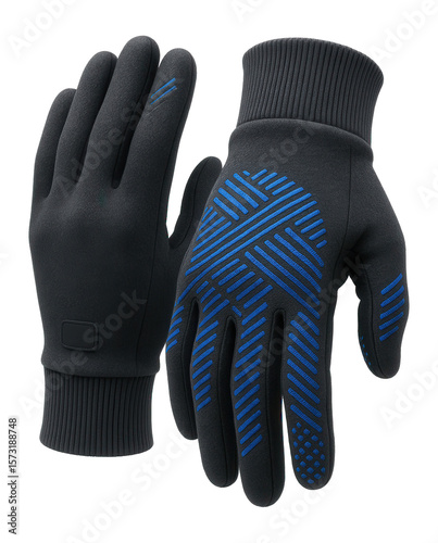 Thermal fleece gloves with silicone grip patterns for cross-country skiing
