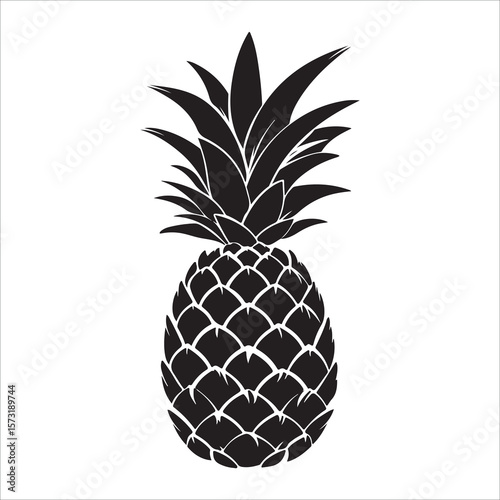 Pineapple silhouette icon isolated, pineapple silhouette line art vector illustration with a white background Vector illustration