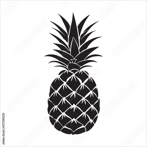 Pineapple silhouette icon isolated, pineapple silhouette line art vector illustration with a white background Vector illustration