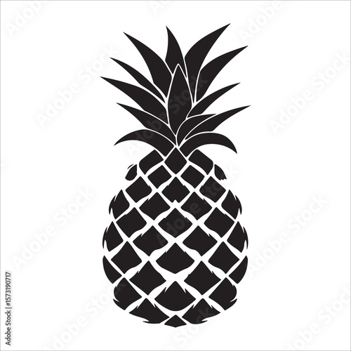 Pineapple silhouette icon isolated, pineapple silhouette line art vector illustration with a white background Vector illustration