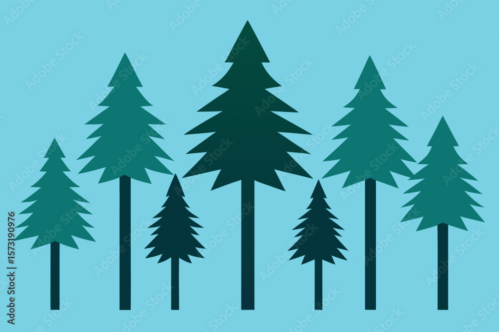 Obraz premium Black Pine Tree Silhouettes – Vector Set of Isolated Evergreen Trees on White Background