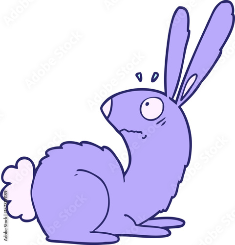 cartoon startled bunny rabbit in bright neon color
