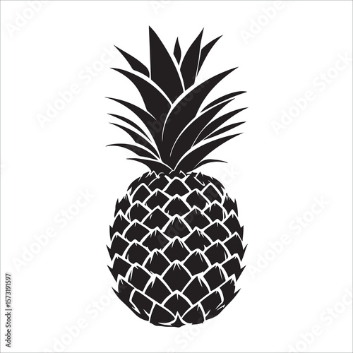 Pineapple silhouette icon isolated, pineapple silhouette line art vector illustration with a white background Vector illustration