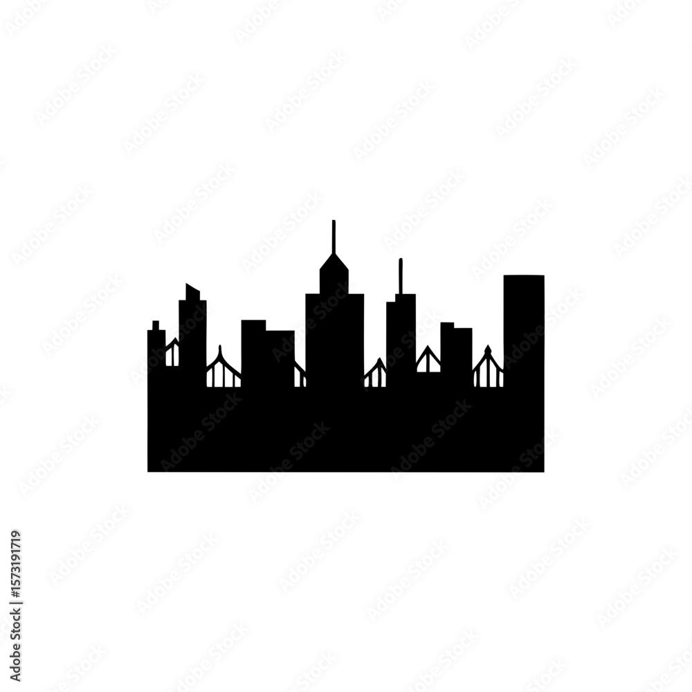 Fototapeta premium creative details Outline City Skyline with People Icon vector illustration