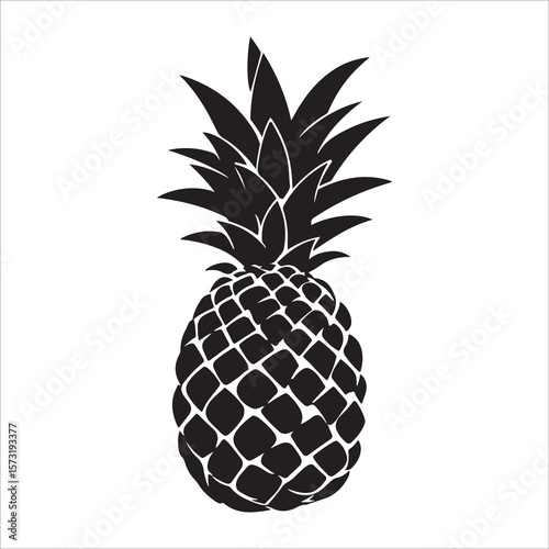Pineapple silhouette icon isolated, pineapple silhouette line art vector illustration with a white background Vector illustration