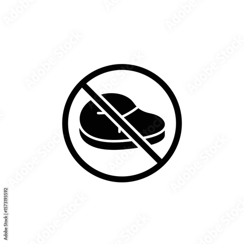 No meat sign with a steak inside a crossed circle silhouette