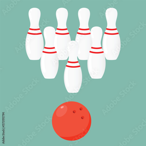 bowling ball and pins, bowling game competition illustration 