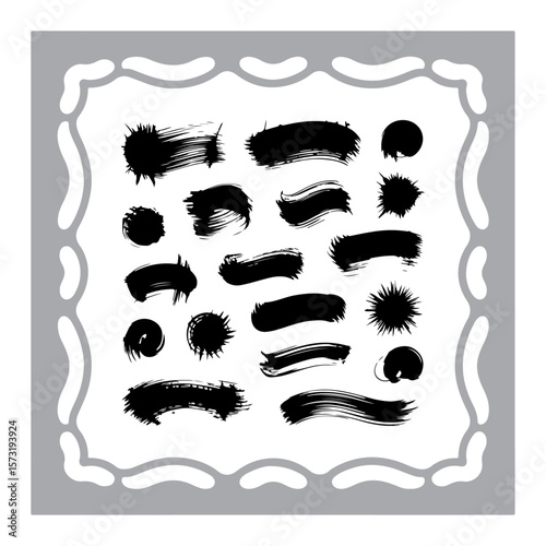 Abstract Ink Brush Strokes Collection
