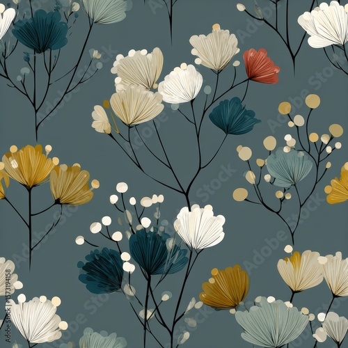 Elegant Floral Pattern with Colorful Blooms on a Soft Background