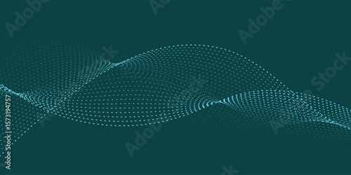 Abstract teal wave of dots
