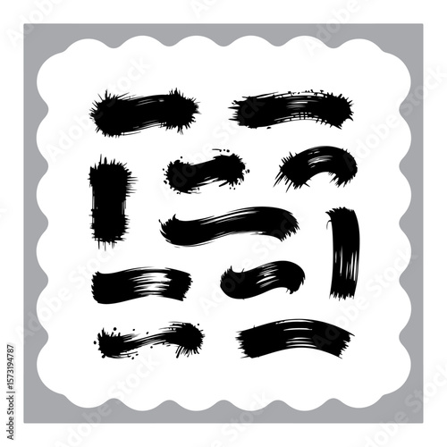 Abstract Ink Brush Strokes Collection
