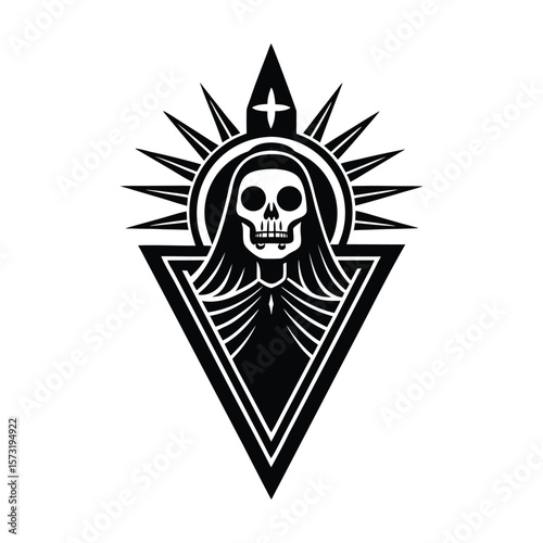 Dark Skull Nun Sacred Geometry Gothic Art Tattoo Design