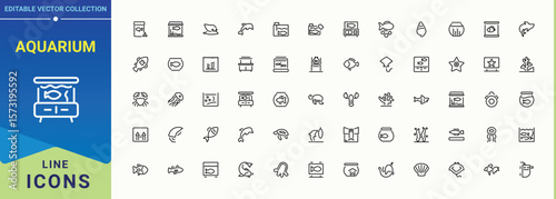 Aquarium linear icon set. Underwater Animal line icon set. Includes thin line symbols animals, animal, life, water, underwater, underwater animal and more. Editable vector.
