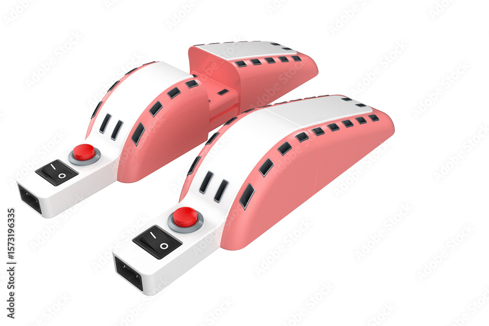 Fototapeta premium High-Resolution Isolated Pink and White Foot Exercisers. Versatile Pedal Machines for Physical Rehabilitation, Desk Workouts, and Personal Fitness. Enhances Leg Circulation and Muscle Recovery.