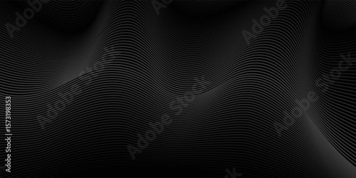 Gradient black background with wavy lines vector design in eps 10