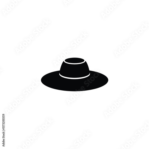 Black wide brim hat with transparent background elegant fashion silhouette