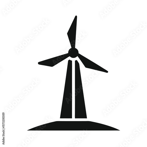 Windmill silhouette for green energy farming and sustainable environmental power themes