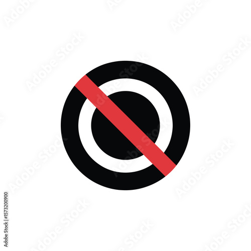 Forbidden Sign, Red Line Crossed Black Circle Frame, Abstract, Restriction, White Background