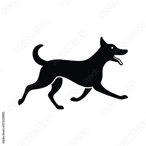 Silhouette of a dog running with tongue out for playful pet energy and outdoor canine life