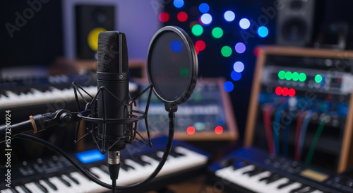 Professional Studio Microphone in Recording Environment