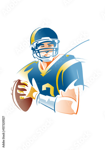 Quarterback with the ball ready to pass
