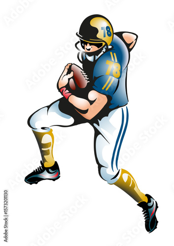 American football player running with the ball
