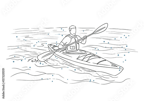 Man kayaking on water, outdoor adventure and active tourism

