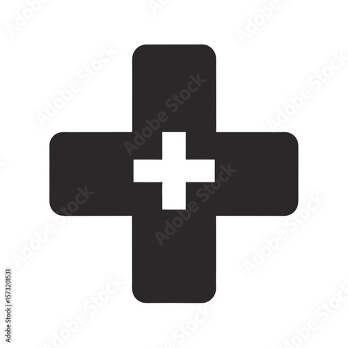 Medical cross with bandage design silhouette for healthcare aid clinic and first aid theme