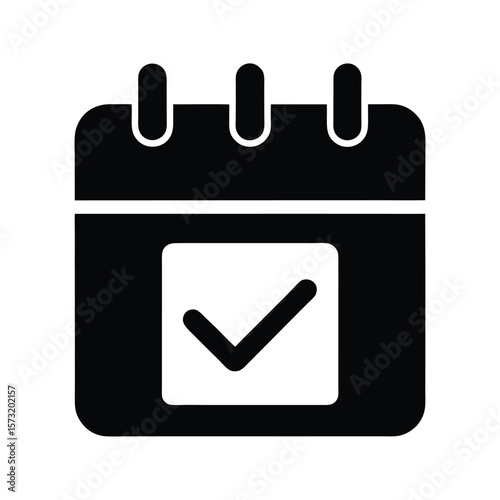 Silhouette of a calendar with checkmark icon for schedule appointment event and planning app