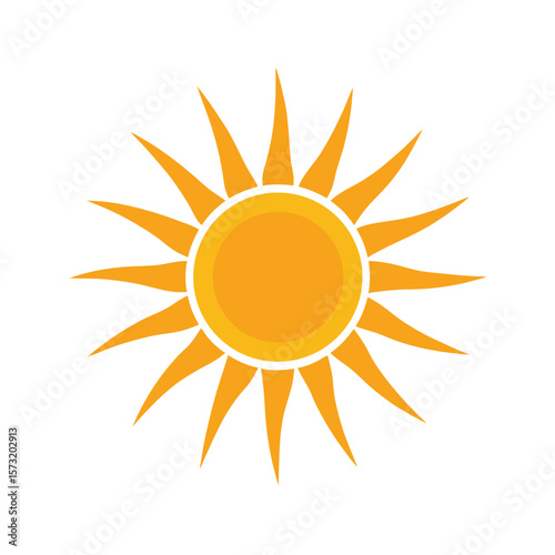 Sun with rays shining bright silhouette for summer energy weather and nature symbolism