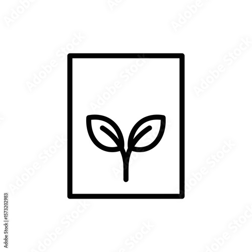 Outline drawing of a plant in a square container silhouette