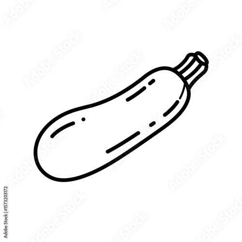 Outline drawing of a single zucchini vegetable art silhouette