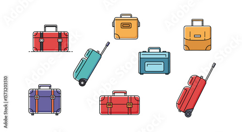 Collection of Various Stylish Luggage Bags and Suitcases for Travel and Business Use