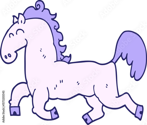 cartoon stallion in bright neon color