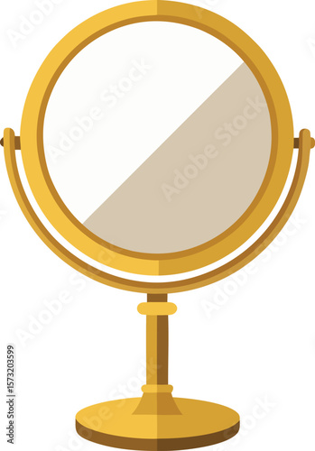 Elegant gold standing mirror with a divided reflection