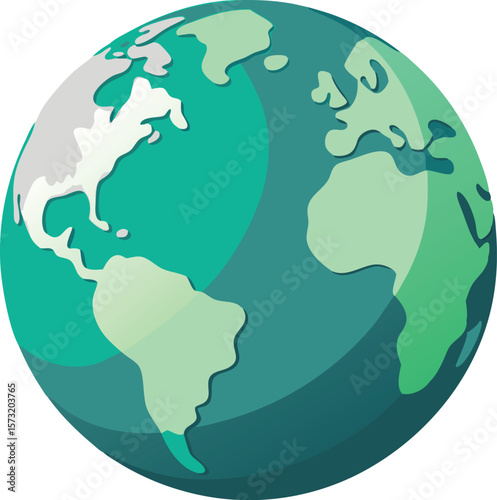 Stylized earth globe with north and south america visible