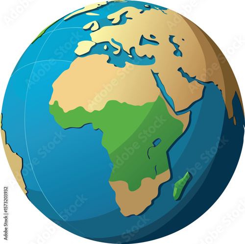 Stylized earth globe showing africa and europe