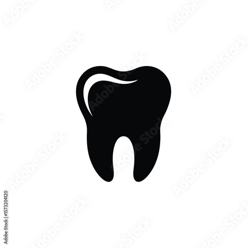 Tooth Silhouette Isolated on White Background for Dental Health Designs