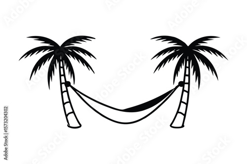 hammock between coconut palm trees vector illustration