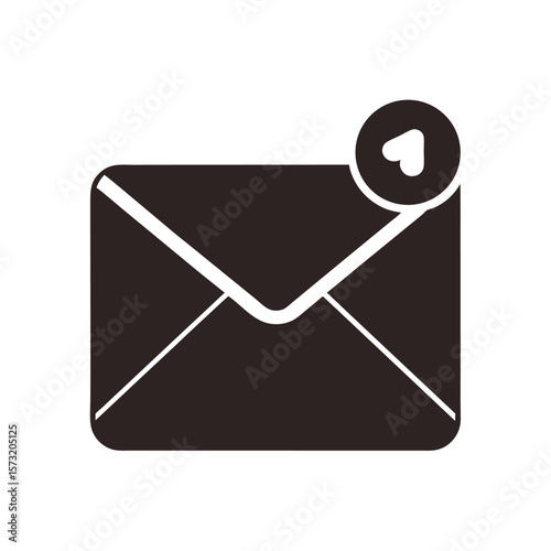 Silhouette of an envelope with notification dot for email alert and communication concept