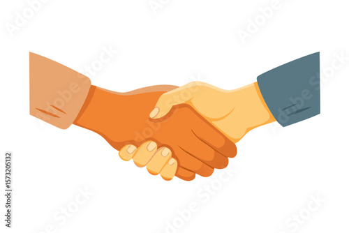 Two diverse hands shaking in a friendly gesture of agreement and partnership
