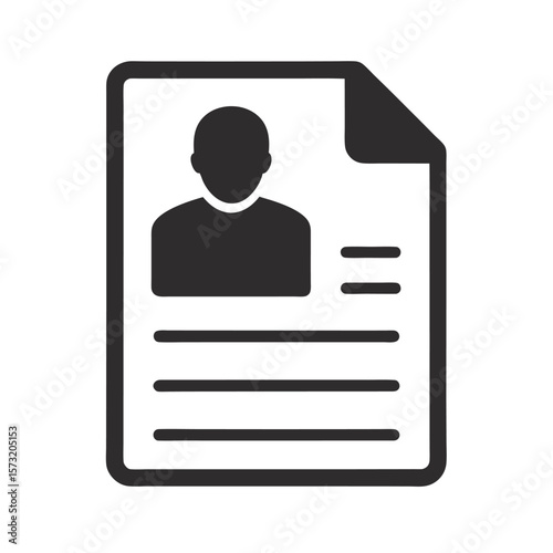 Resume document with profile silhouette for job application personal info and recruitment