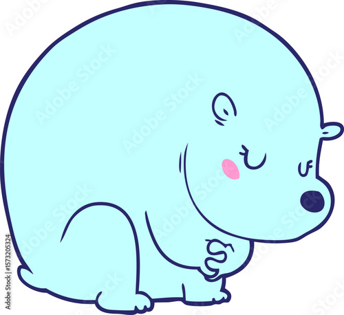 cute cartoon polar bear in bright neon color