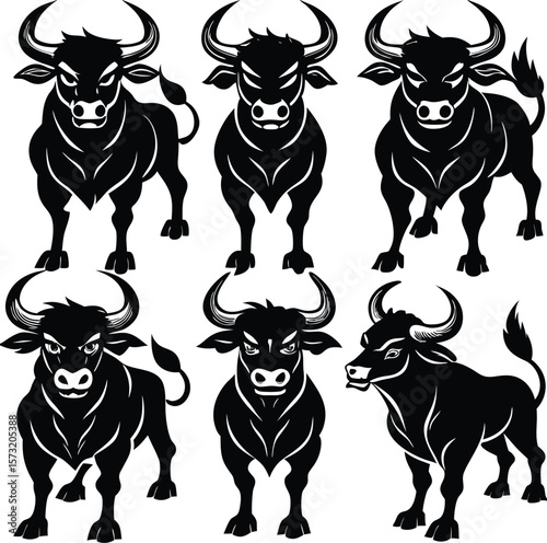 A vector illustration of a happy cow, bull, and calf set on a white background for farm animal themes, vector art, farm theme, farm illustration