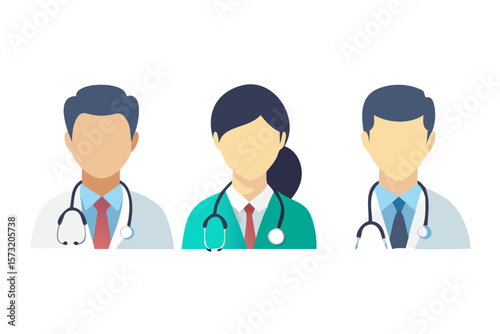 Diverse medical professionals team doctors nurses healthcare workers together flat design