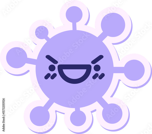 mean pleased virus sticker in bright neon color
