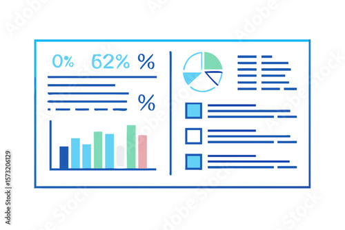 Digital dashboard displaying financial data with charts and percentages