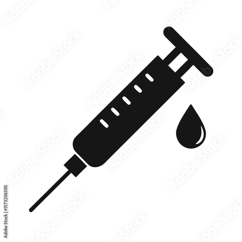 black syringe with drop of liquid clip art preview